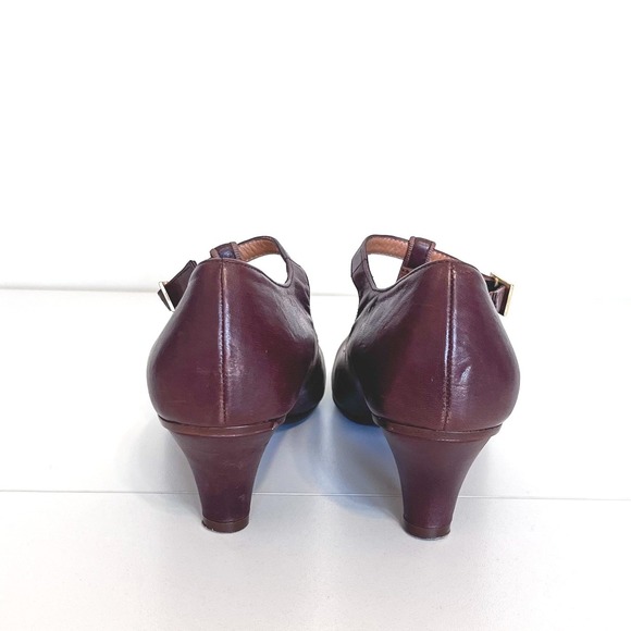 Chie Mihara Womens Mary Jane Pump Shoes Size 38 Brown Leather T-Strap Block Heel - Picture 4 of 10